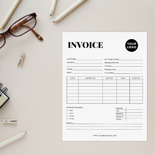 Bloc-note Facture commerciale minimale