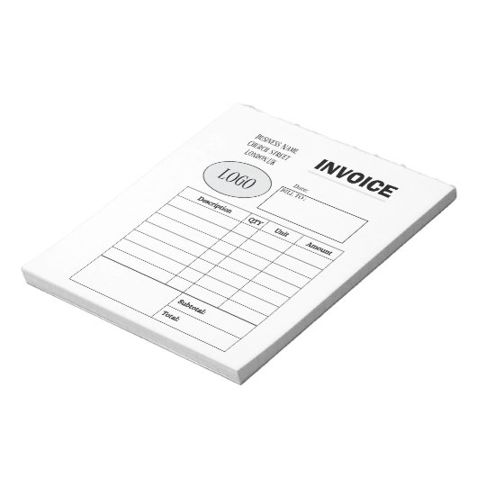 Bloc-note Facture commerciale personnalisée professionnelle (Tourné)