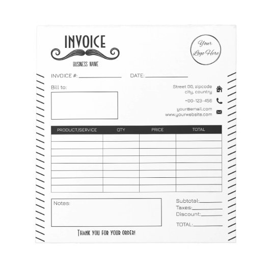 Bloc-note Facture de barbier unique en noir et blanc (Devant)