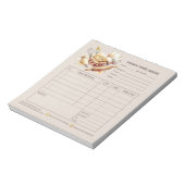 Bloc-note Facture de commande de vente de reçus de boulanger (Tourné)