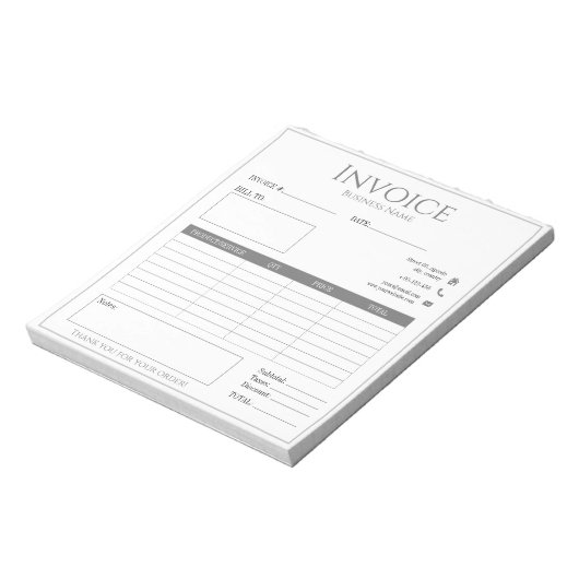 Bloc-note facture de la petite entreprise blanche (Tourné)