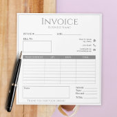 Bloc-note facture de la petite entreprise blanche