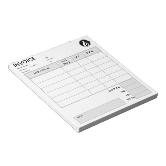 Bloc-note Facture de logo modifiable (Incliné)