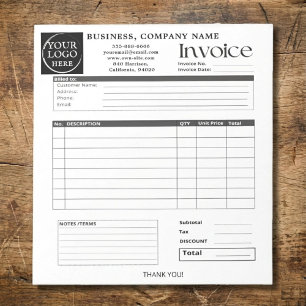 Bloc-note Facture de petite entreprise à logo personnalisé R