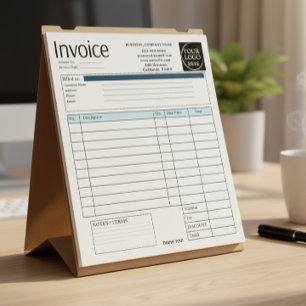 Bloc-note Facture de petite entreprise à logo personnalisé R