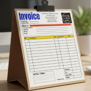 Bloc-note Facture de petite entreprise à logo personnalisé R