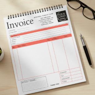 Bloc-note Facture de petite entreprise à logo personnalisé R