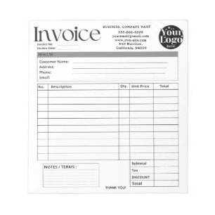 Bloc-note Facture de petite entreprise avec logo personnalis