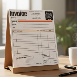 Bloc-note Facture de petite entreprise avec logo personnalis