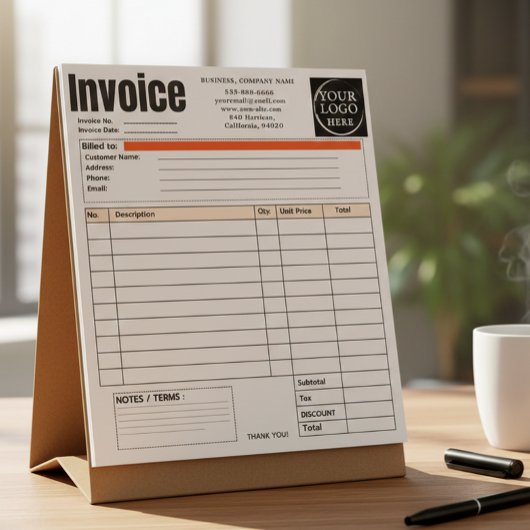 Bloc-note Facture de petite entreprise avec logo personnalis