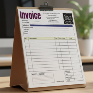 Bloc-note Facture de petite entreprise avec logo personnalis
