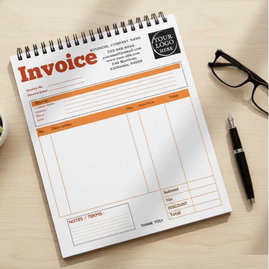 Bloc-note Facture de petite entreprise avec logo personnalis