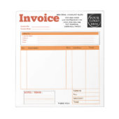 Bloc-note Facture de petite entreprise avec logo personnalis (Devant)