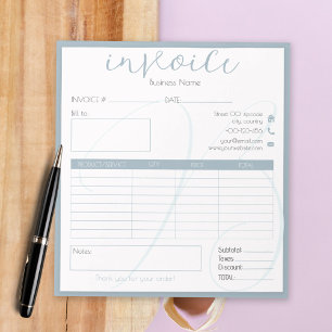 Bloc-note Facture de petite entreprise facile en bleu chou f