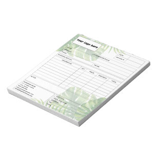 Bloc-note Facture de vente de formulaire de feuille tropical