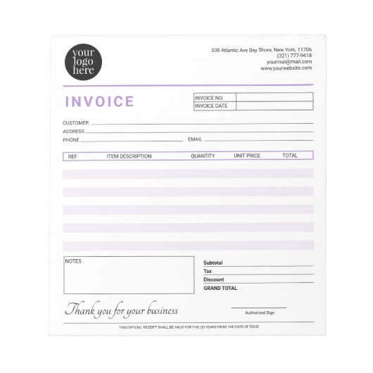 Bloc-note Facture de vente de reçu de petite entreprise mode (Devant)