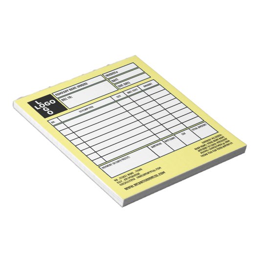 Bloc-note Facture/devis de petite entreprise Pro-Logo (Incliné)