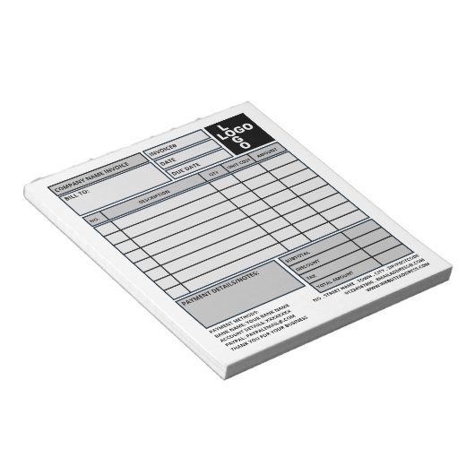 Bloc-note Facture/devis pour petites entreprises Pro-Logo (Incliné)