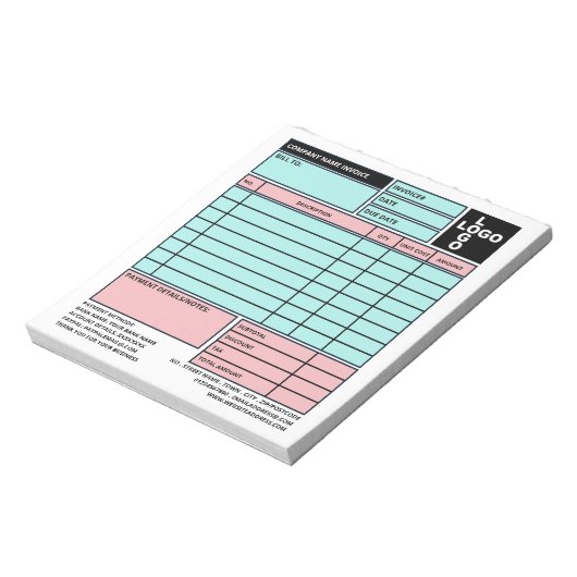Bloc-note Facture/devis pour petites entreprises Pro-Logo (Tourné)