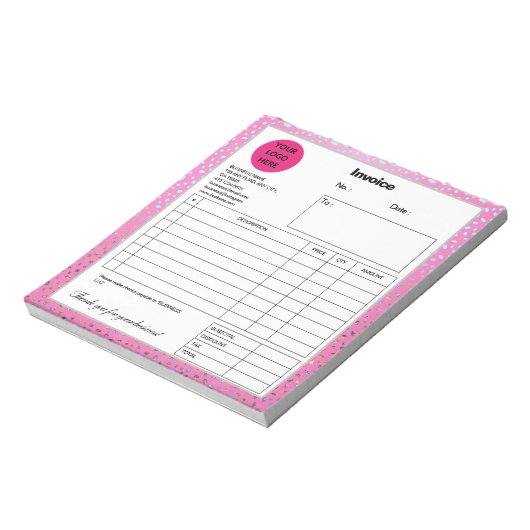 Bloc-note Facture d'impression personnalisée Parties scintil (Tourné)