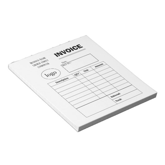 Bloc-note Facture professionnelle personnalisée (Incliné)