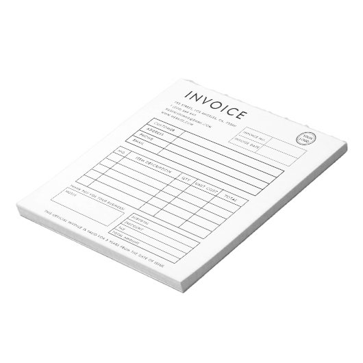 Bloc-note Facture professionnelle personnalisée (Tourné)