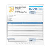 Bloc-note Facture professionnelle, reçu de vente, logo d'ent (Devant)