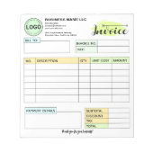 Bloc-note Facture sur mesure avec logo | Petite Entreprise (Devant)
