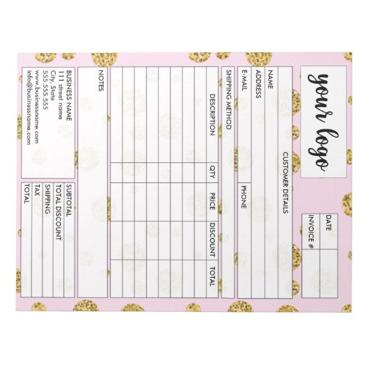 Bloc-note Facturer un reçu de formulaire de vente d'entrepri (Devant)