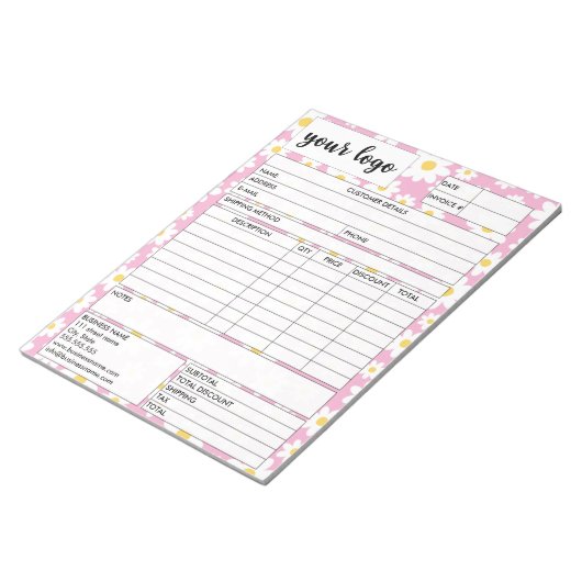 Bloc-note Facturer un reçu de formulaire de vente d'entrepri (Incliné)