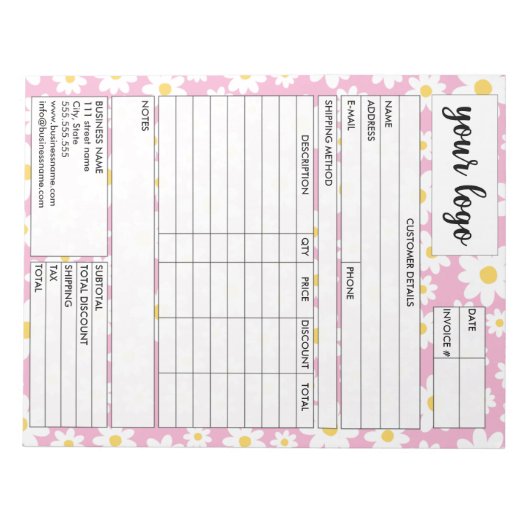 Bloc-note Facturer un reçu de formulaire de vente d'entrepri (Devant)