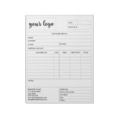 Bloc-note Facturer un reçu de formulaire de vente d'entrepri (Tourné)