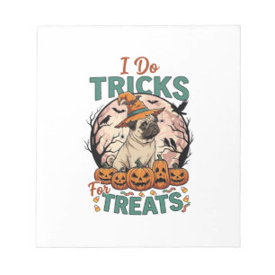 Bloc-note Faire des tours friandises Halloween Pug Sorcière