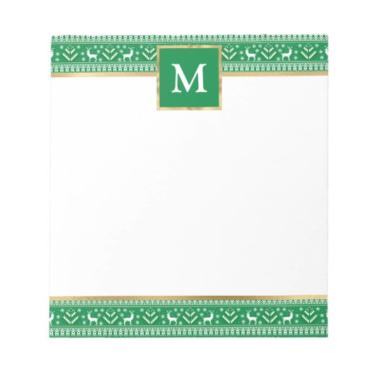 Bloc-note Faire Isle de Noël verte personnalisée (Devant)