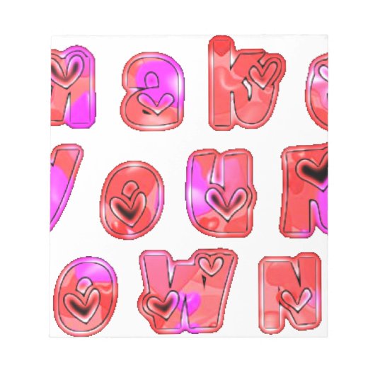 Bloc-note Faites votre propre coeur Art Design d'impression (Devant)