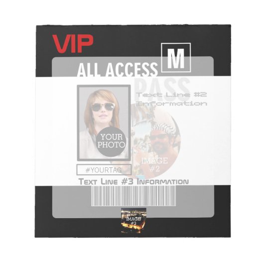 Bloc-note Faites votre propre VIP Pass 8 façons de personnal (Devant)