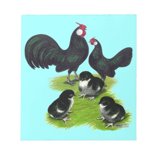 Bloc-note Famille des Rosecomb Black Bantam (Devant)