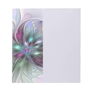 Bloc-note Fantaisie Abstraite Moderne Fleur Fractale Colorée