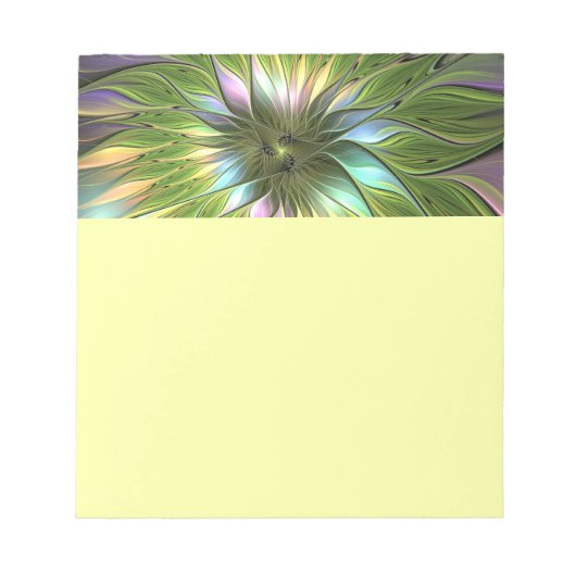 Bloc-note Fantaisie de fleurs fractales en couleurs lumineus (Devant)