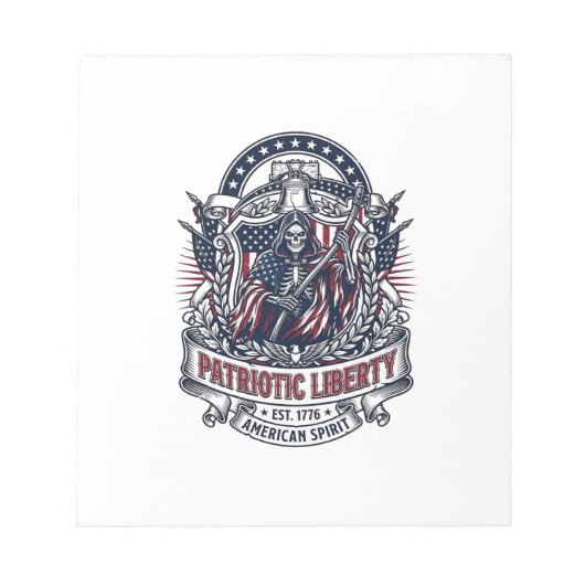 Bloc-note Faucheuse de la Liberté Patriotique Squelette de P (Devant)
