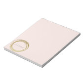 Bloc-note Faux Gold Abstrait Circle Design Blush Pink Nom (Tourné)