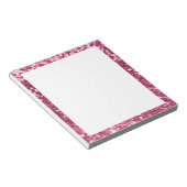 Bloc-note Faux pailleté rose scintillant bordure blanche (Incliné)
