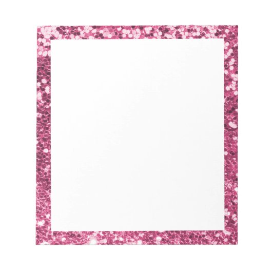 Bloc-note Faux pailleté rose scintillant bordure blanche (Devant)