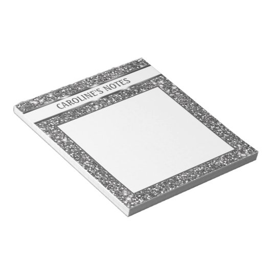 Bloc-note Faux Parties scintillant en argent Texture Look &  (Incliné)
