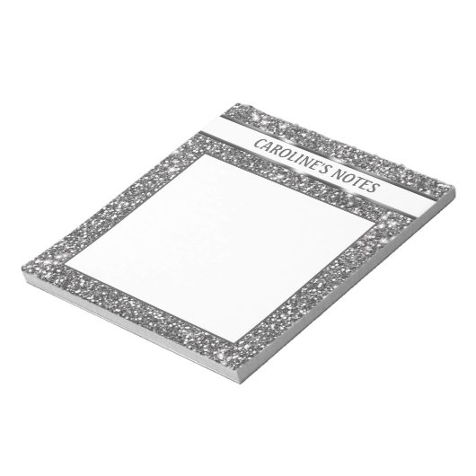 Bloc-note Faux Parties scintillant en argent Texture Look & (Tourné)