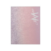 Bloc-note Faux rose et violet pailleté brillant monogrammé  (Tourné)