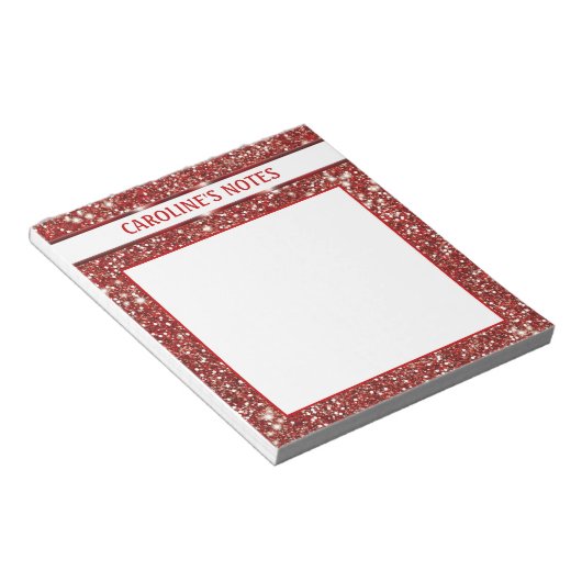 Bloc-note Faux Rouge Parties scintillant texture Look avec t (Incliné)