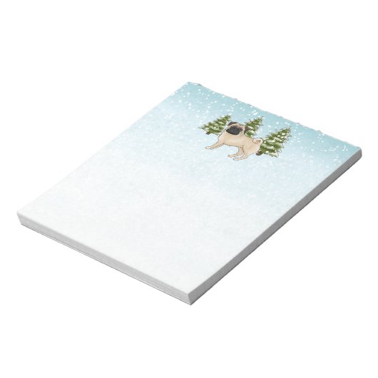 Bloc-note Fawn Carlin joli dessin Chien Snowy Forêt d'hiver (Tourné)