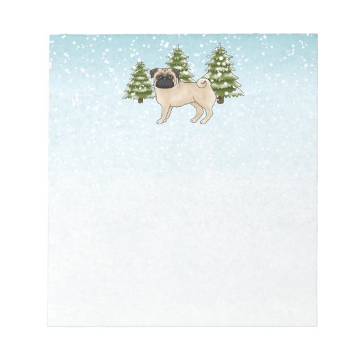 Bloc-note Fawn Carlin joli dessin Chien Snowy Forêt d'hiver (Devant)