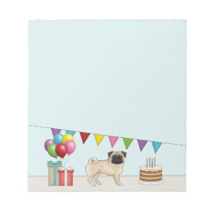 Bloc-note Fawn Pug Chiot de Dessin Animé Mignon Anniversaire